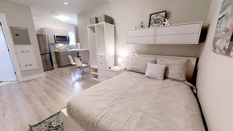 Floor plan for 1 bed, 1 bath, 413 sqft
